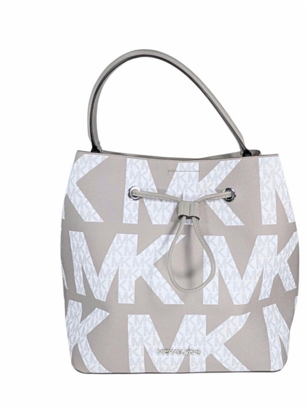 Michael Kors Beige and White Logo Drawstring Tote